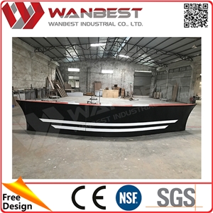 Acrylic Led Cocktail Bar Table Black Color Boat Shaped Home Bar