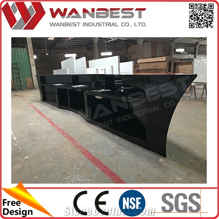 Acrylic Led Cocktail Bar Table Black Color Boat Shaped Home Bar