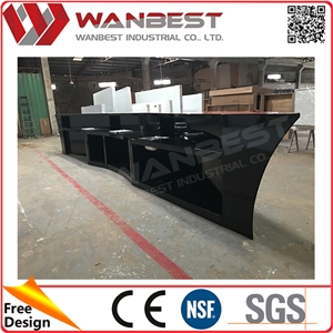 Acrylic Led Cocktail Bar Table Black Color Boat Shaped Home Bar