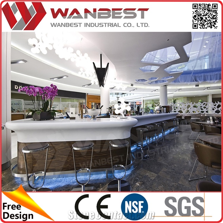Artificial Stone Black L Shape Bar Tables and Stools Cheap Bar Furniture