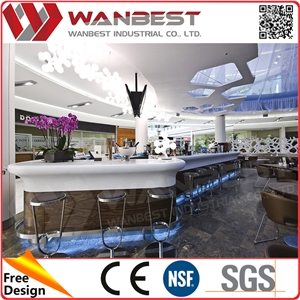 Artificial Stone Black L Shape Bar Tables and Stools Cheap Bar Furniture