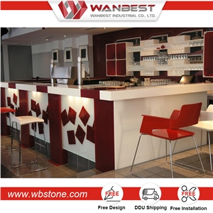 Artificial Stone Desk Top Pub Table and Chairs for Sale Curved Bar Counter