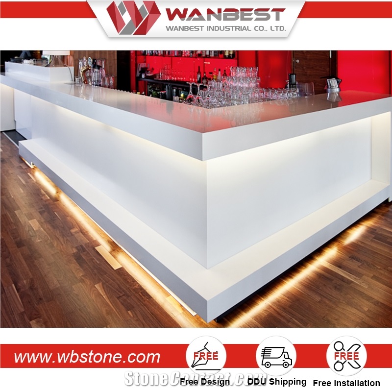 Artificial Stone Desk Top Pub Table and Chairs for Sale Curved Bar Counter