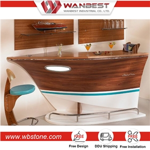 Bar for Home Furniture Acrylic Solid Surface Boat Shaped Bar Counter