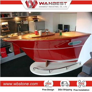 Bar for Home Furniture Acrylic Solid Surface Boat Shaped Bar Counter