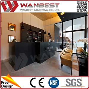 Black Straight Bar Counter Design Solid Surface Cafe Bar Counter Black Straight Bar Counter Design Solid Surface Cafe Bar Counter