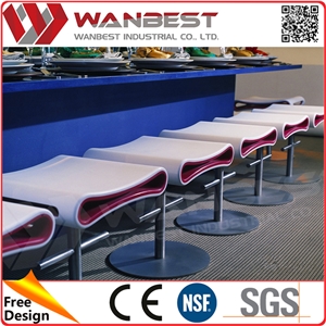 High End Solid Surface Buffet Bar Counter with White and Pink Restaurant Stools