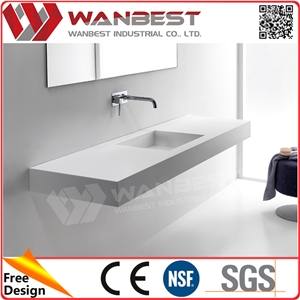 Hotel/Home Solid Surface Bathroom Vanity Counter Top with Wash Sinks