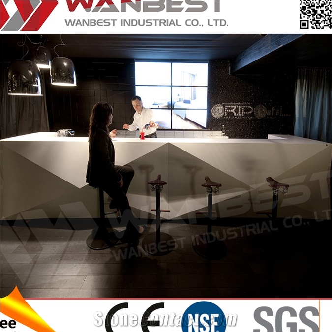 Luxury Design Bistro Table and Chairs White Acrylic Solid Surface Bar Countertops