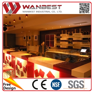 Marble Top Solid Surface Restaurant Bar Counter Illuminated Led Cocktail Bar Counter