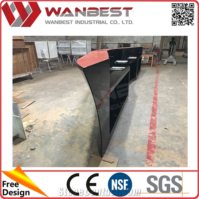 New Design Solid Surface Restaurant Bar Counter Design Boat Shape Bar Counter Information Counter