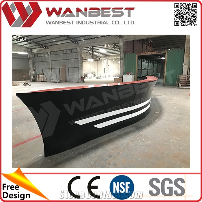 New Design Solid Surface Restaurant Bar Counter Design Boat Shape Bar Counter Information Counter