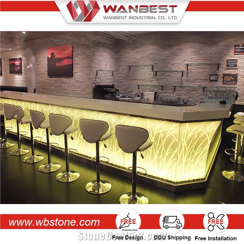 Popular Wholesale Yellow Color Pub Table and Chair Set Solid Surface Marble Custom Home Bars