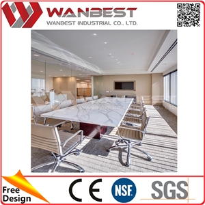 Space Saving Office Furniture Acrylic Stone Modern Design Meeting Table