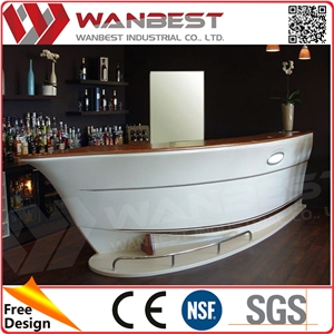 Special Boat Shaped Solid Surface Bar Counter Cashier Counter for Restaurant