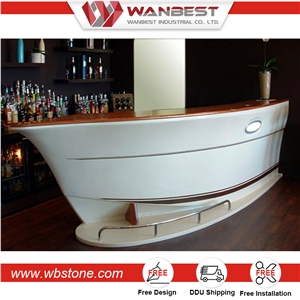 Wholesale Red and White Boat Shaped Bar Counter Acrylic Bar Table
