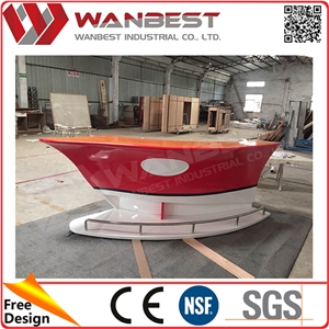 Wholesale Red and White Boat Shaped Bar Counter Acrylic Bar Table