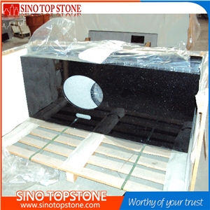 High Quality Indian Black Galaxy Granite Price, Prefab Black Granite Countertop