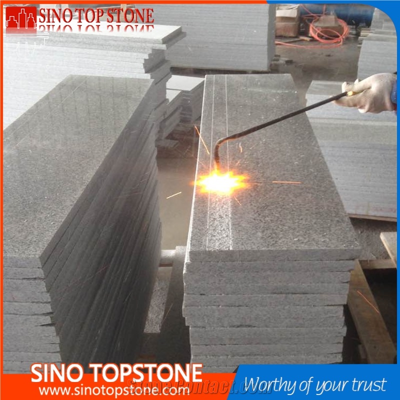 Natural Polished G603 Grey Granite Stair with 5cm Flamed Anti-Slip Line