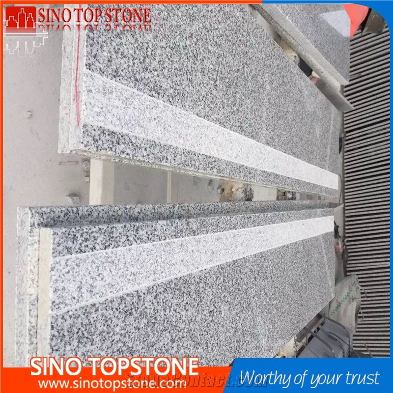 Natural Polished G603 Grey Granite Stair with 5cm Flamed Anti-Slip Line
