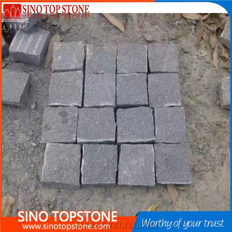 Padang Dark Grey Granite G654 Natural Split Cobble Stone