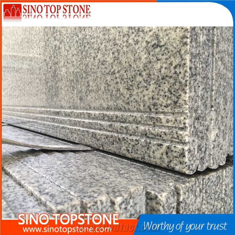 Pepperino Light G603 Granite Stair,Crystal White Granite Steps,G3503 Blanco Gamma Light Gray Stair Riser, Anti Slip Grey Granite Stairs
