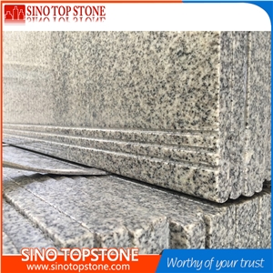 Pepperino Light G603 Granite Stair,Crystal White Granite Steps,G3503 Blanco Gamma Light Gray Stair Riser, Anti Slip Grey Granite Stairs
