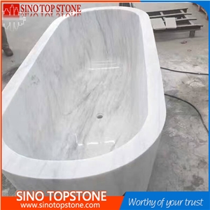 Wholesaler White Marble Free Standing Oval Bathtub