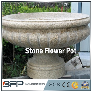 Carved Granite Flowerpots, Custom Stone Flowerpot, G603 Grey Granite Pots