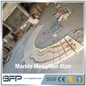 Marble Medallion Step in Staircases High End Commercial Building Project Case Marble Medallion Step in Staircases High End Commercial Building Project Case