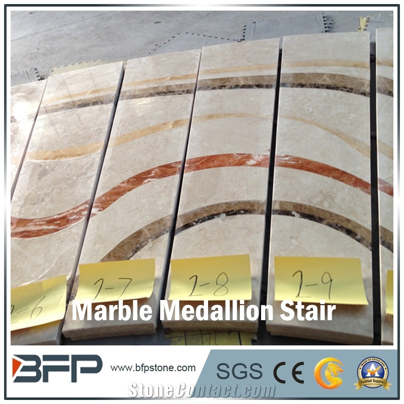 Marble Medallion Step in Staircases High End Commercial Building Project Case