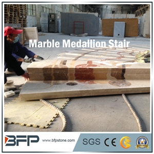 Marble Medallion Step in Staircases High End Commercial Building Project Case