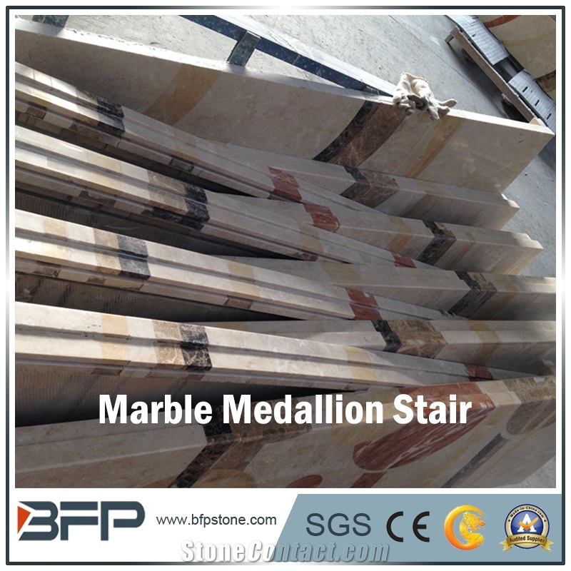 Marble Medallion Step in Staircases High End Commercial Building Project Case