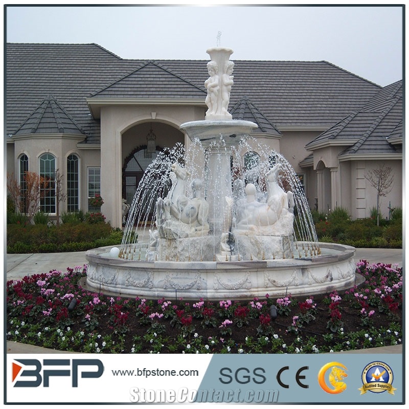 White Marble Sculptured Fountain&Granite Floating Sphere Fountain&Handcarved Exterior Fountains for Garden Decoration& Large Garden Water Fountain
