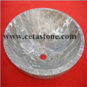 Beige Marble Sink & Round Basins & Bathroom Sinks & Countertop Basin & Simple Round Basin