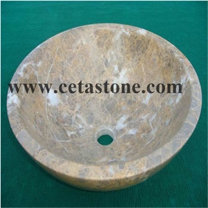 Beige Marble Sink & Round Basins & Bathroom Sinks & Countertop Basin & Simple Round Basin