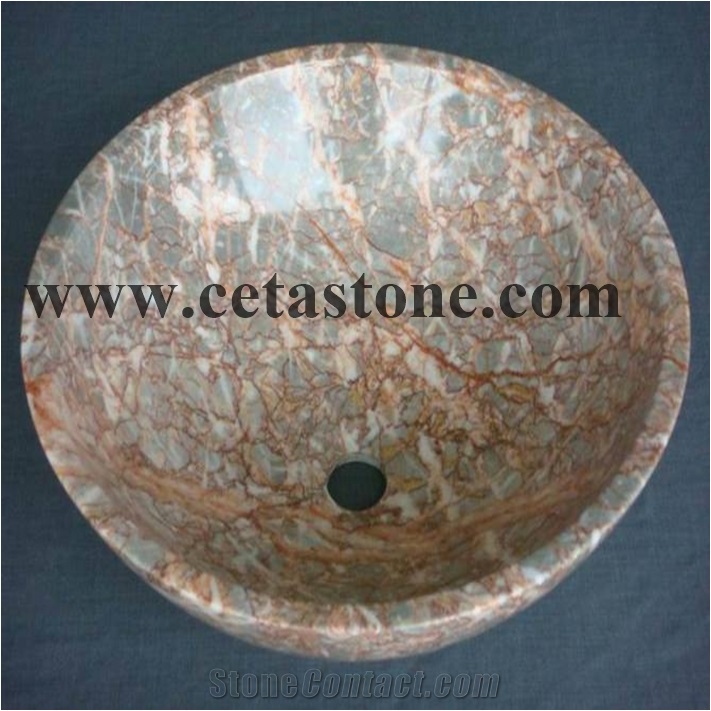 Beige Marble Sink & Round Basins & Bathroom Sinks & Countertop Basin & Simple Round Basin