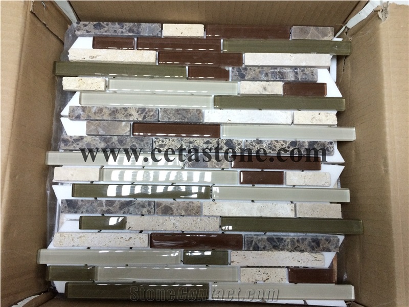 Glass Stone Mosaic&Color Mixed Stone Mosaic&Grey Stone Mosaic&Polished Mosaic