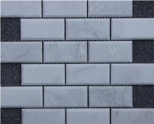 Carrara White Brick Mosaic Pofung Marble,Italian Natural Marble,Good Choice for Wall & Floor Covering.