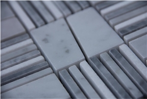 Carrara White Mixed Size Pattern Mosaic Tiles Pofung Marble