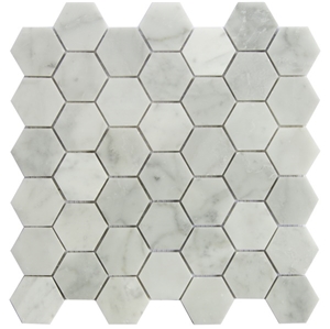 Carrara White Mosaic Hexagon 2 Pofung Marble