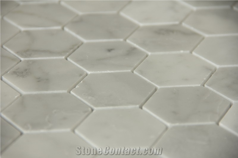 Carrara White Mosaic Hexagon 2 Pofung Marble
