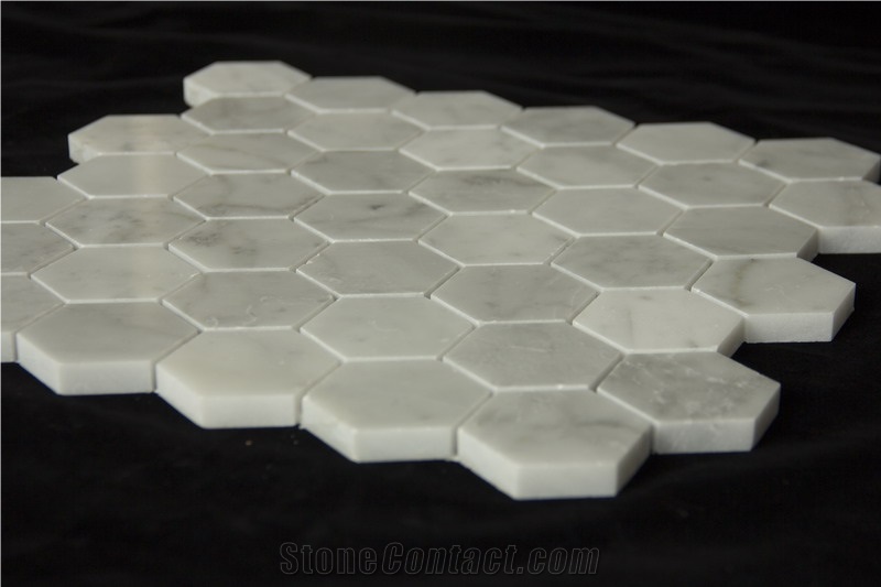Carrara White Mosaic Hexagon 2 Pofung Marble