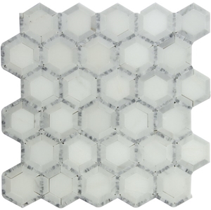 Carrara White with Sivec White Hexagon W/Samll Dots Mosaic Pofung Marble,Italian Natural Marble,Good Choice for Wall & Floor Covering