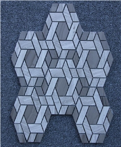 Mosaic Grey Wood+Beige X Shape Tiles Pofung Marble
