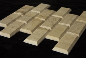 Pofung Marble Light Emperador Brick Mosaic Subway Wall Tiles