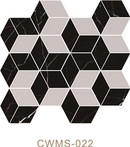 Pofung Marble Natural Marble+Black Marquina Mosaic Tiles