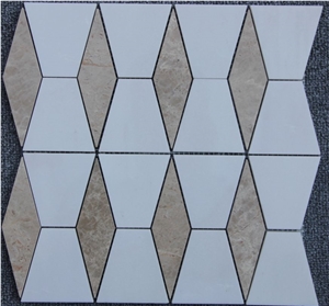 Sivec White+Beige Marble Mosaic Pofung Marble