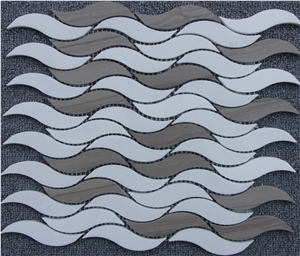 Sivec White+Grey Marble Weave Shape Mosaic Tiles Pofung Marble,Italian Natural Marble,Good Choice for Wall & Floor Covering