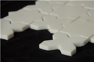 Sivec White Waterject Flower/Snowflake Shape Mosaic Pofung Marble Sivec White Waterject Flower/Snowflake Shape Mosaic Pofung Marble